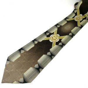 Nino Mori Brown Gold Shades Symmetrical Silk Tie 60" x 4"